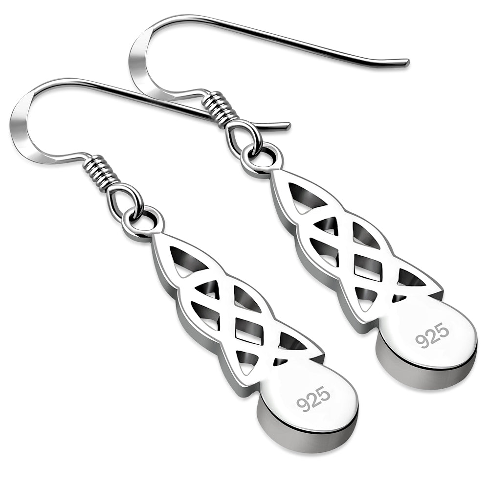 Black Onyx Celtic Trinity Knot Silver Earrings