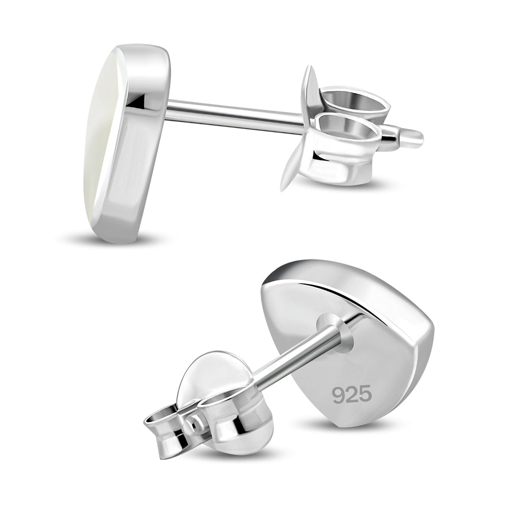 Mother of Pearl Reuleaux Triangle Silver Stud Earrings