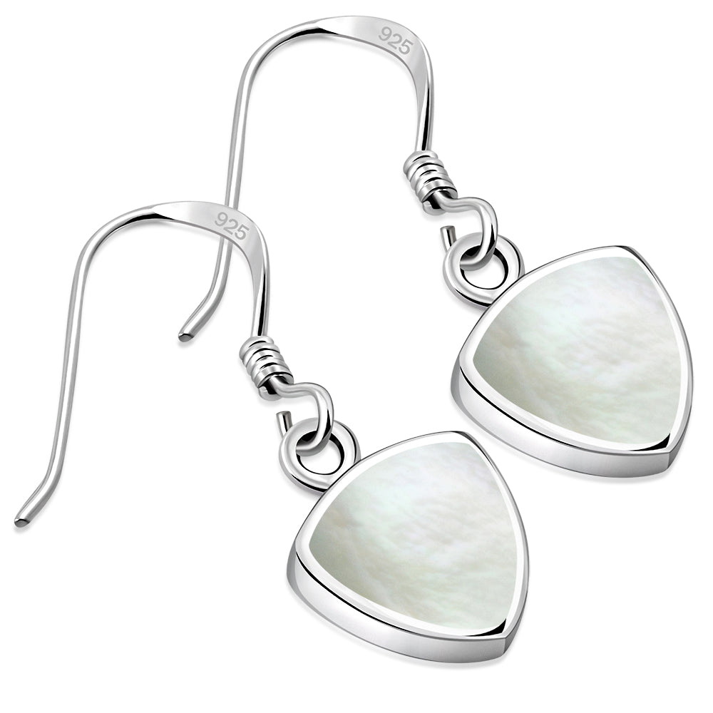 Mother of Pearl Reuleaux Triangle Silver Earrings