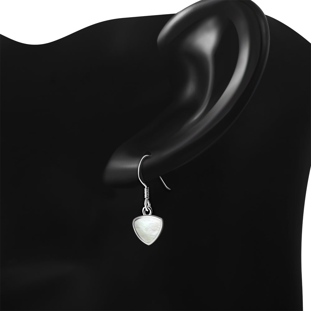 Mother of Pearl Reuleaux Triangle Silver Earrings