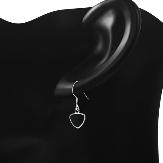 Black Onyx Reuleaux Triangle Silver Earrings