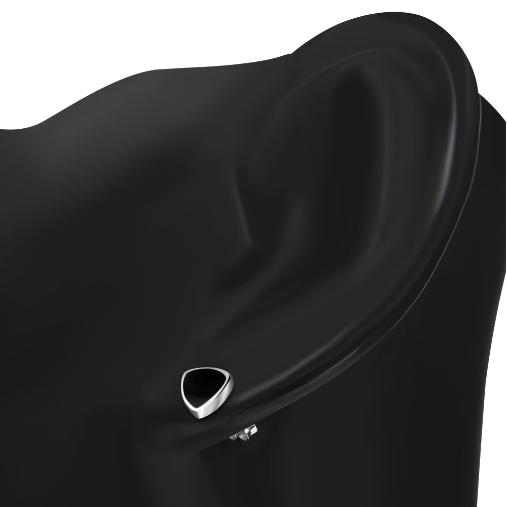 9.00mm | Black Onyx Reuleaux Triangle Silver Stud Earrings