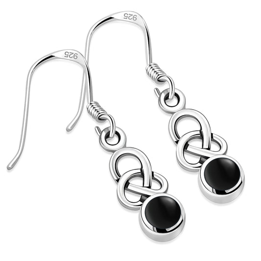 Black Onyx Celtic Knot Silver Earrings