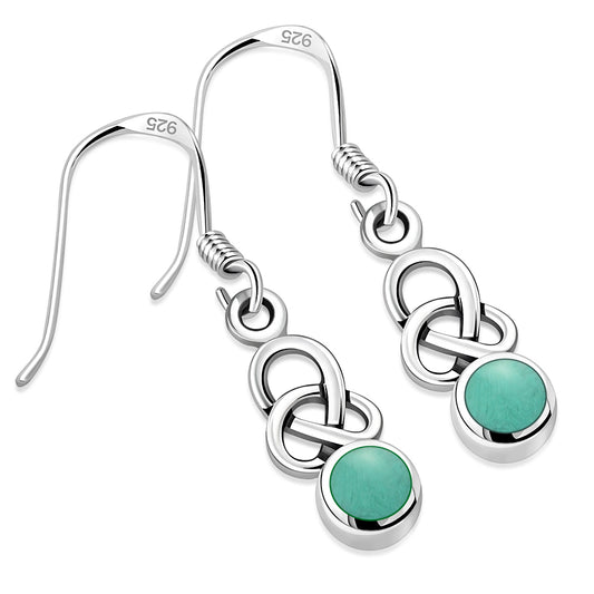 Turquoise Celtic Knot Silver Earrings