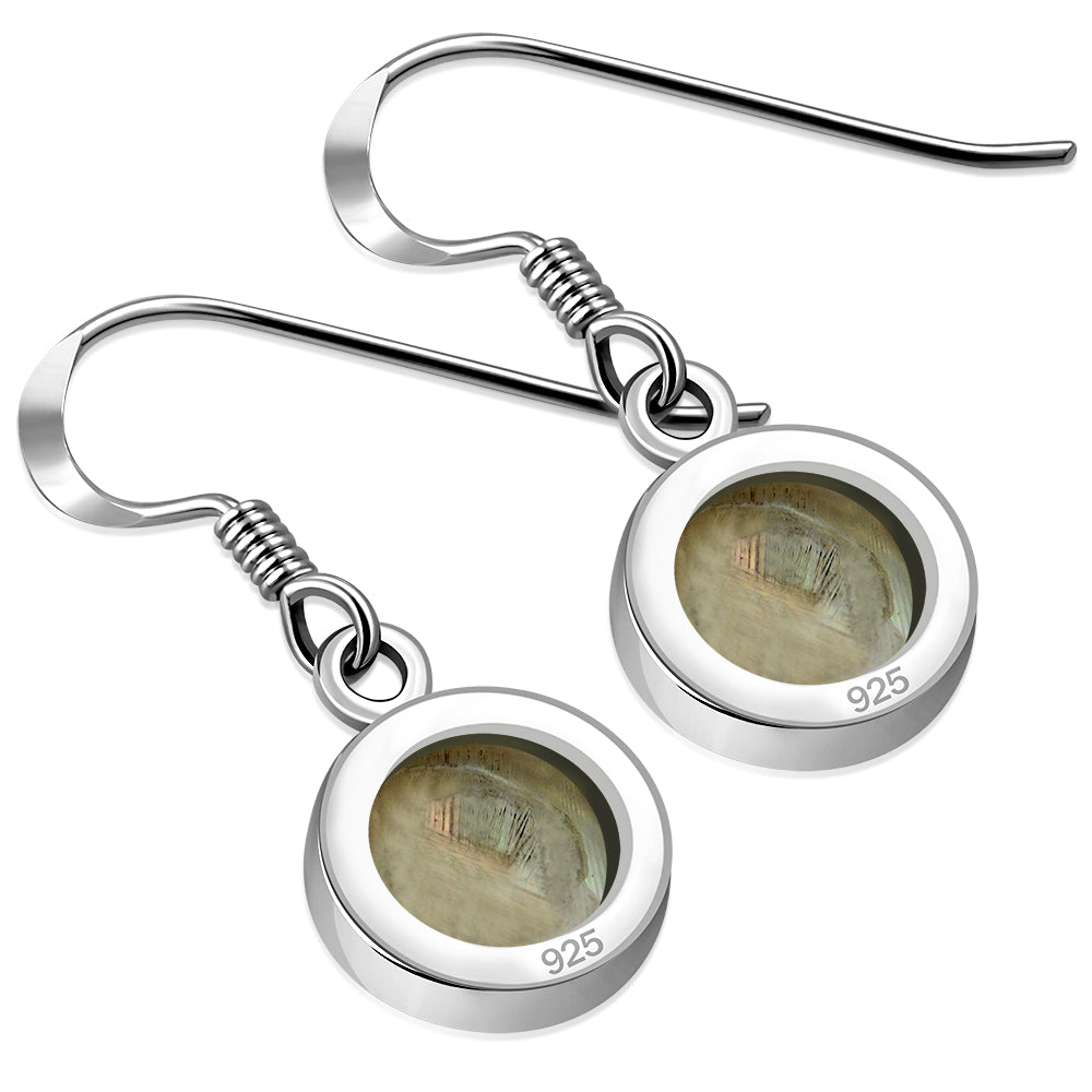 Mother of Pearl Round Sterling Silver Earrings