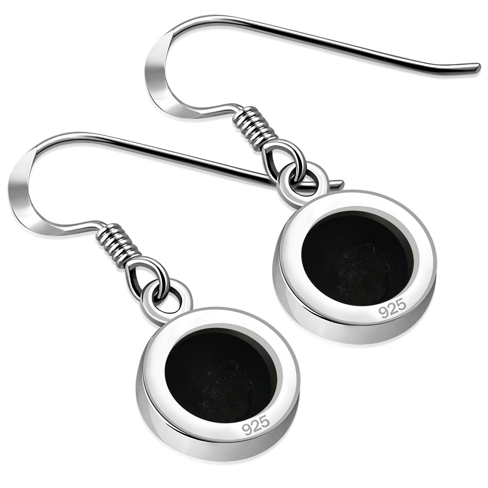 Black Onyx Round Sterling Silver Earrings