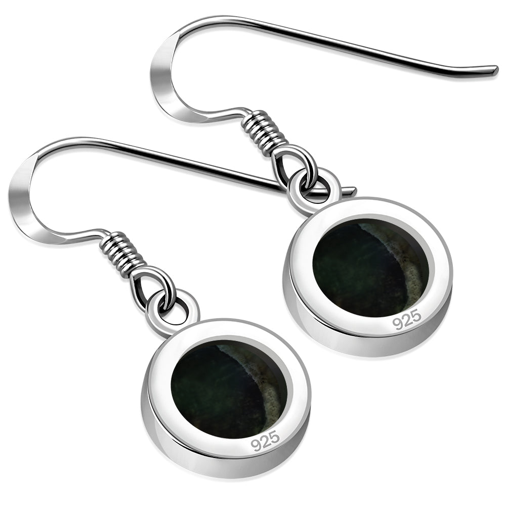 Abalone Shell Round Sterling Silver Earrings