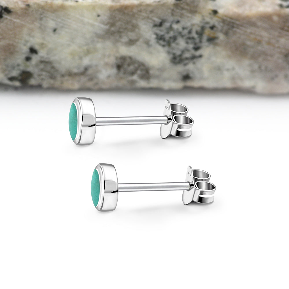 5mm | Round Turquoise Sterling Silver Stud Earrings
