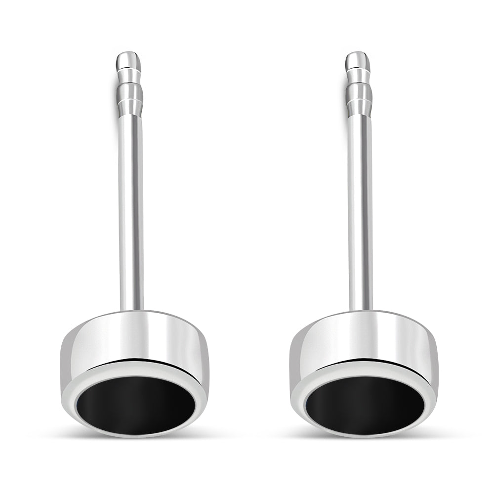 4.10mm | Black Onyx Sterling Silver Stud Earrings