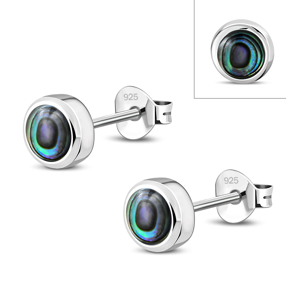 4.10mm | Abalone Shell Sterling Silver Stud Earrings