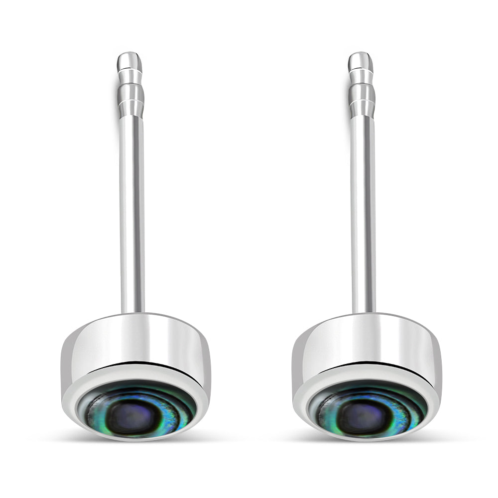 4.10mm | Abalone Shell Sterling Silver Stud Earrings