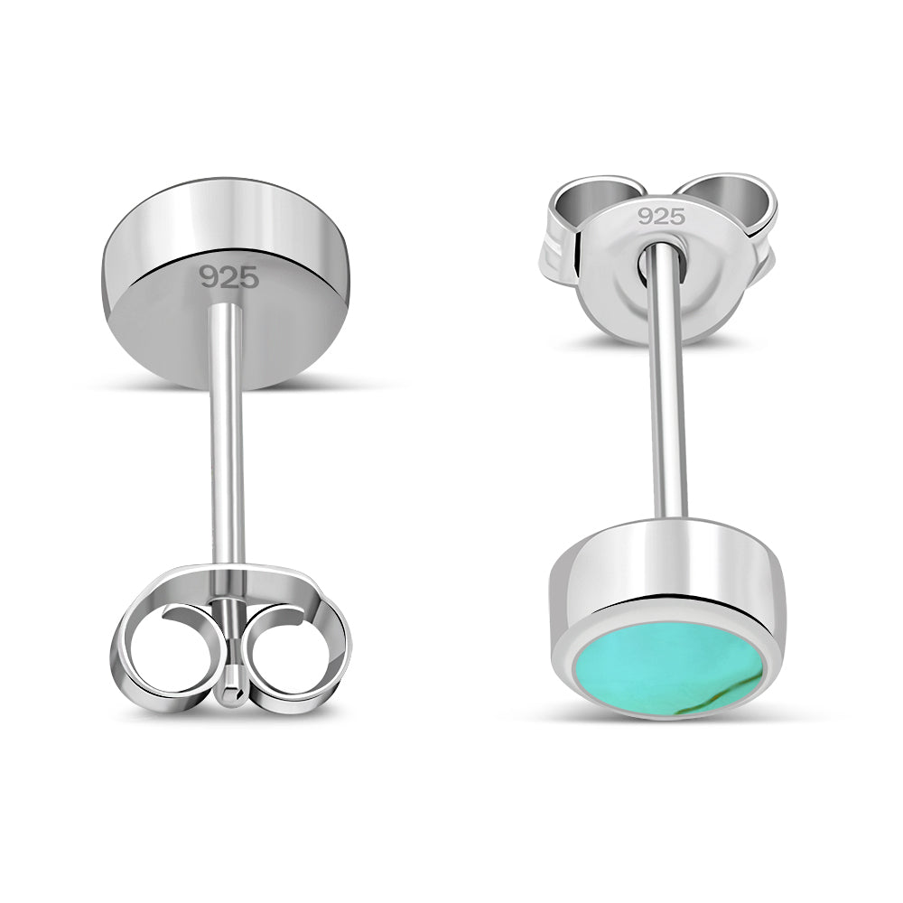 4.10mm | Turquoise Sterling Silver Stud Earrings