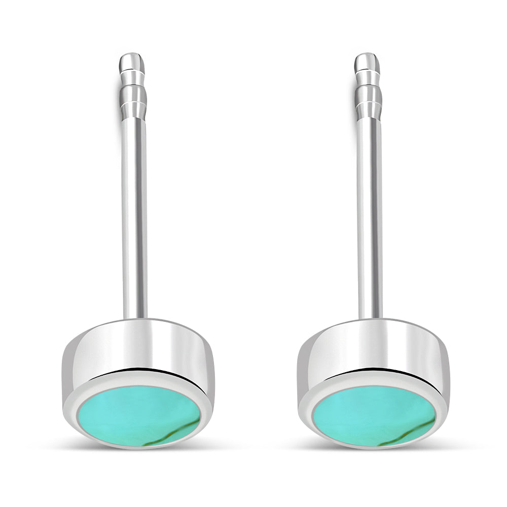 4.10mm | Turquoise Sterling Silver Stud Earrings
