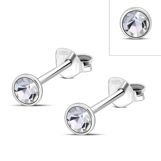 Clear Cubic Zirconia Silver Stud Earrings