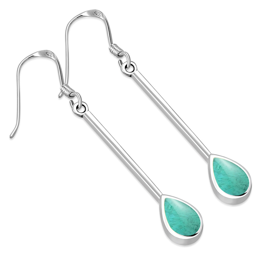 Turquoise Long Drop Sterling Silver Earrings