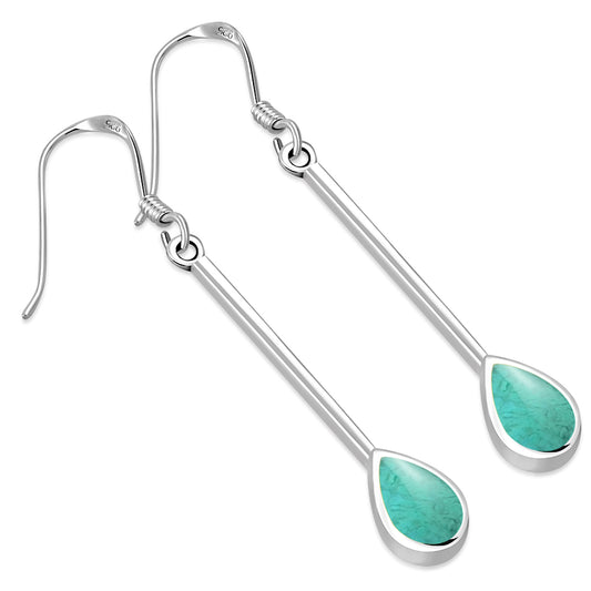 Turquoise Long Drop Sterling Silver Earrings