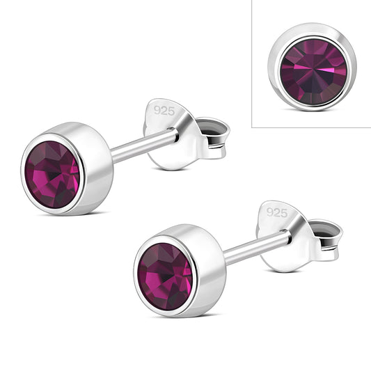 Amethyst CZ Sterling Silver Stud Earrings