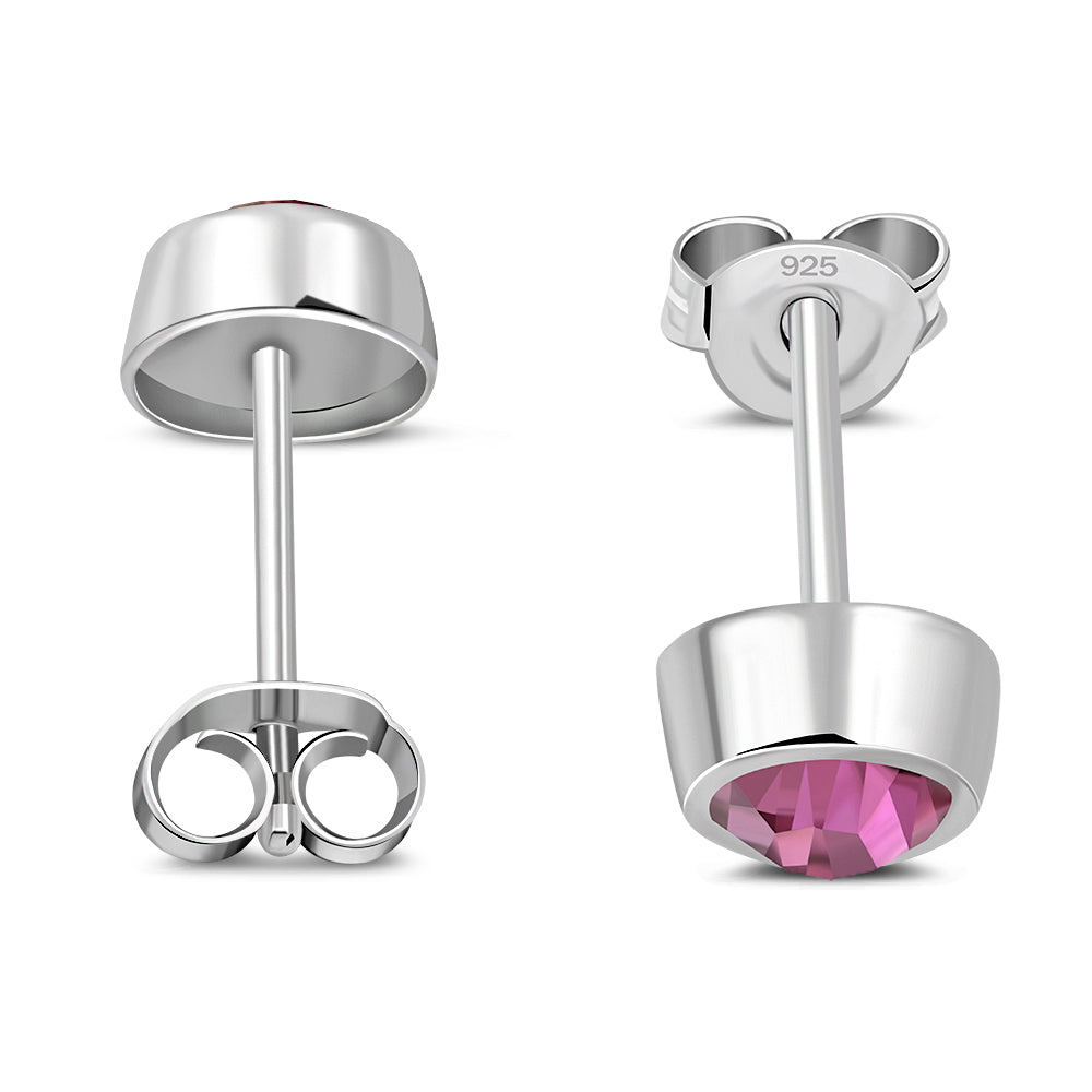 Pink Cubic Zirconia Sterling Silver Stud Earrings
