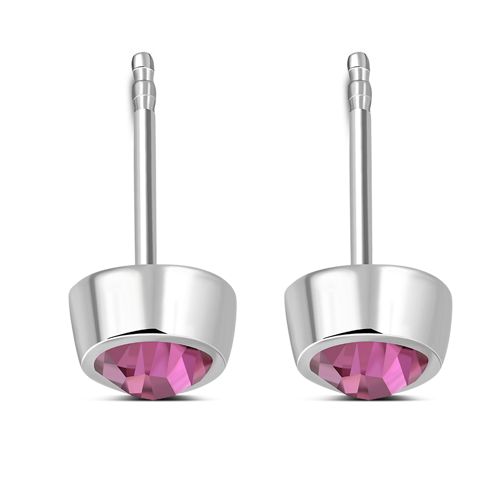 Pink Cubic Zirconia Sterling Silver Stud Earrings