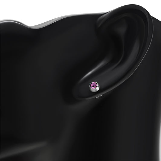 Pink Cubic Zirconia Sterling Silver Stud Earrings