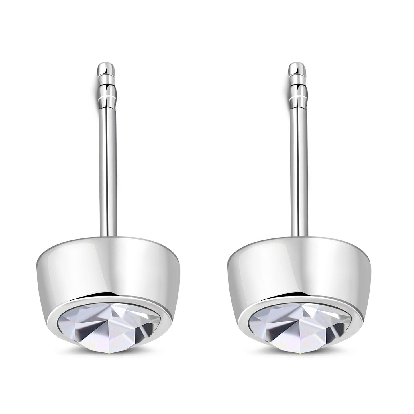 Cubic Zirconia Sterling Silver Stud Earrings