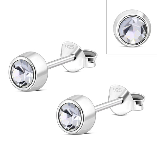 Cubic Zirconia Sterling Silver Stud Earrings