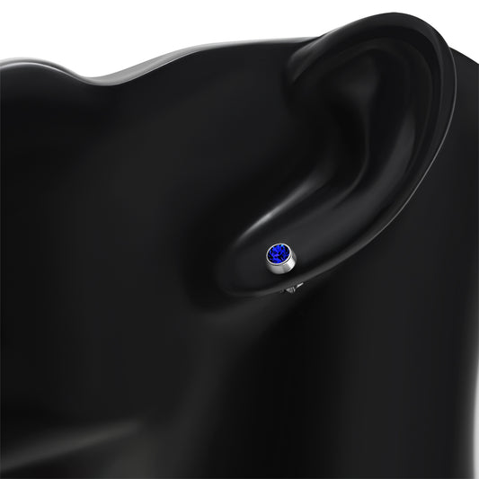 Sapphire CZ Sterling Silver Stud Earrings