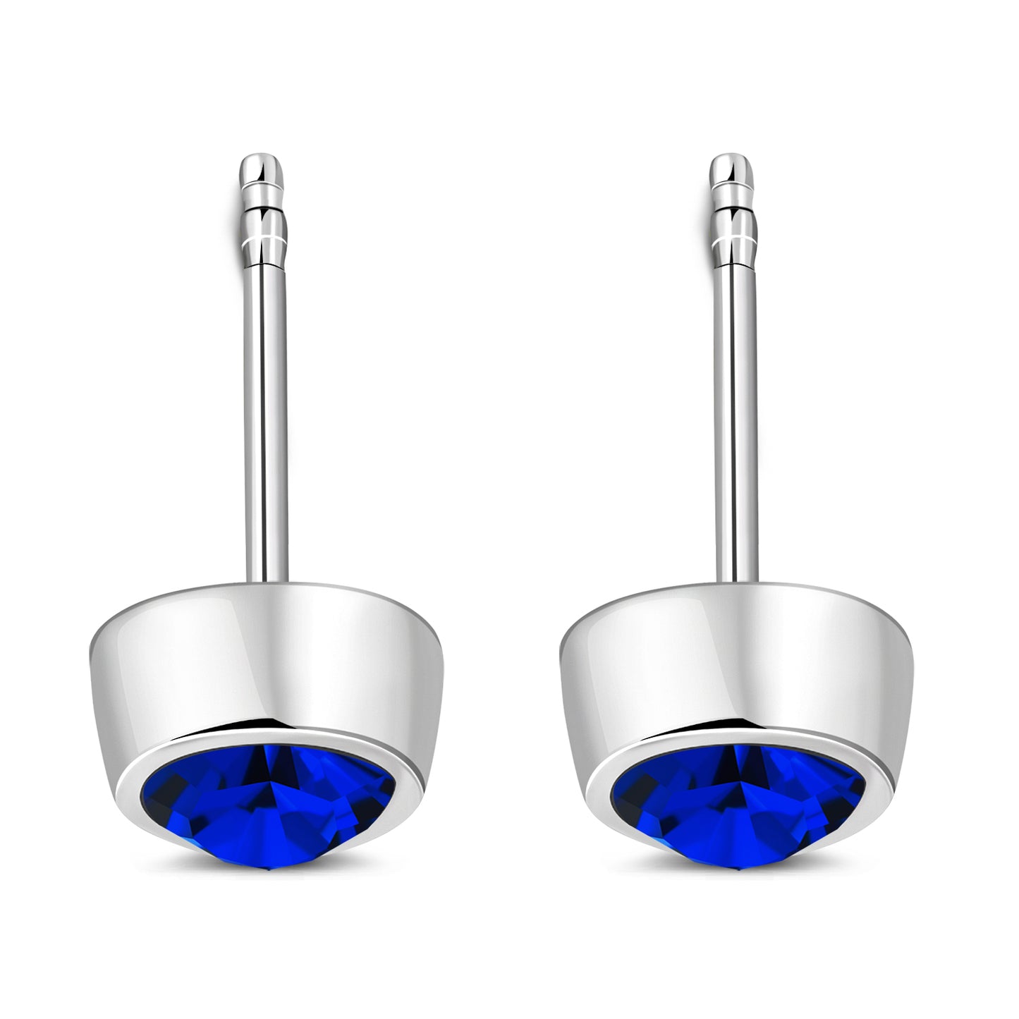 Sapphire CZ Sterling Silver Stud Earrings