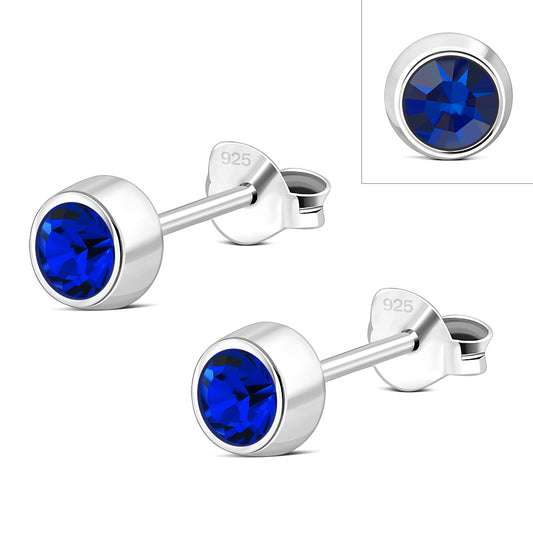 Sapphire CZ Sterling Silver Stud Earrings