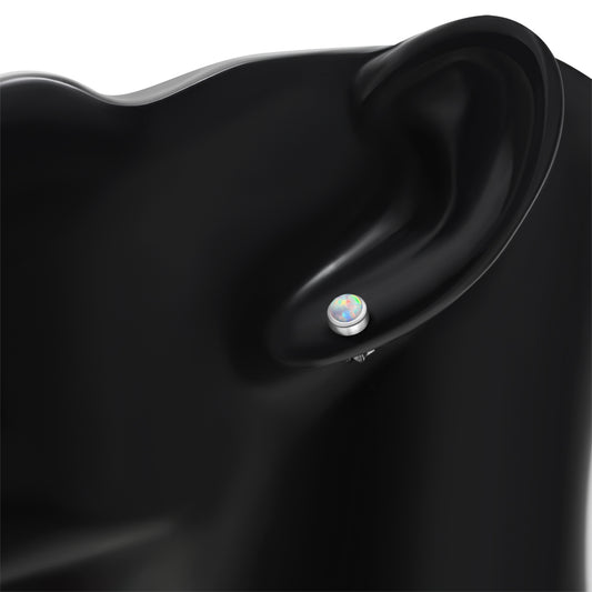 5.30mm | Synthetic Sun & Ice Opal Round Sterling Silver Stud Earrings