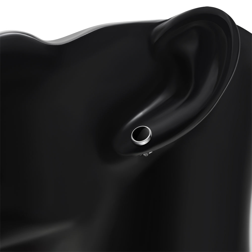 8.00mm | Black Onyx Simple Round Silver Stud Earrings