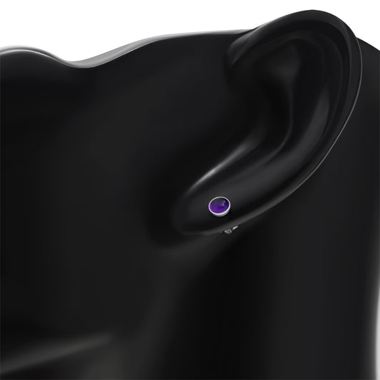 4.80mm | Amethyst Round Sterling Silver Stud Earrings
