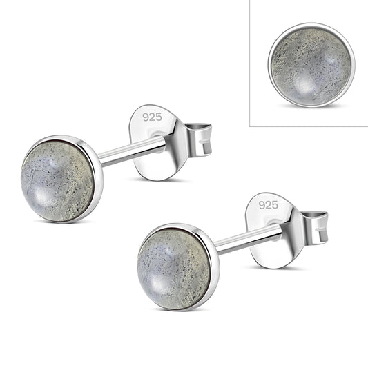 4.80mm | Labradorite Round Sterling Silver Stud Earrings