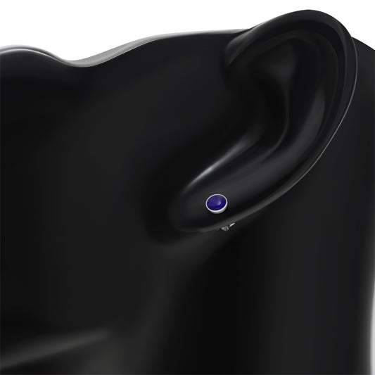 4.80mm | Lapis Lazuli Blue Stone Round Sterling Silver Stud Earrings