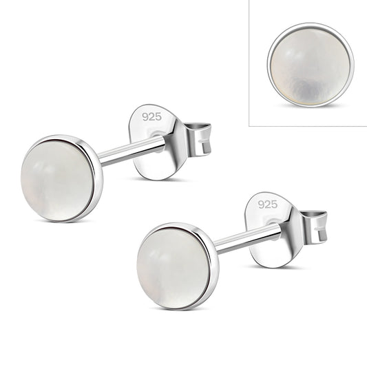 4.80mm | Rose Quartz Pink Stone Round Sterling Silver Stud Earrings