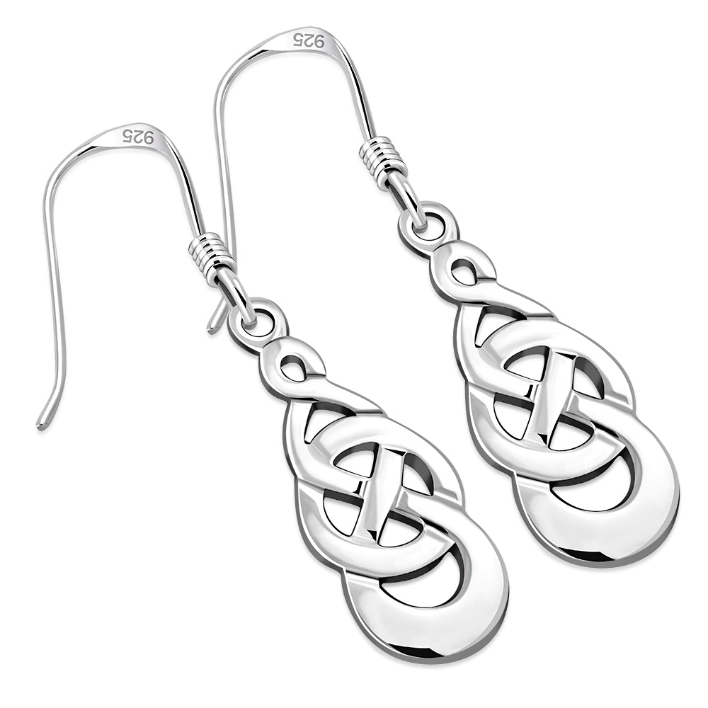 Plain Celtic Knot Solid Silver Earrings