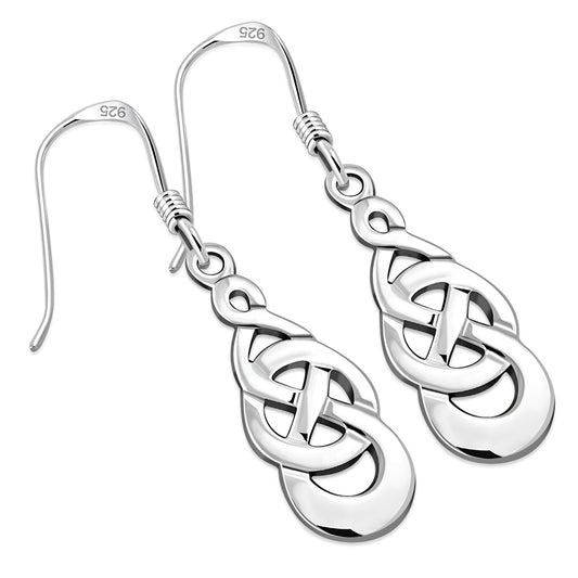 Plain Celtic Knot Solid Silver Earrings