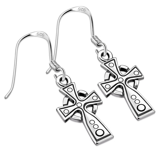 Cross Celtic Silver Earrings