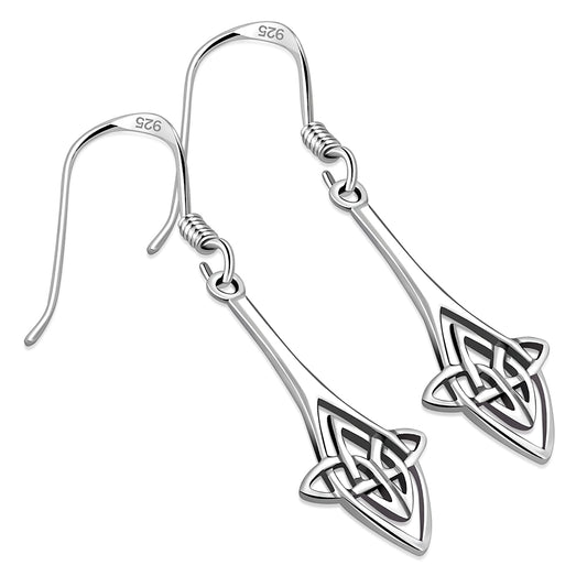 Long Celtic Knot Sterling Silver Earrings