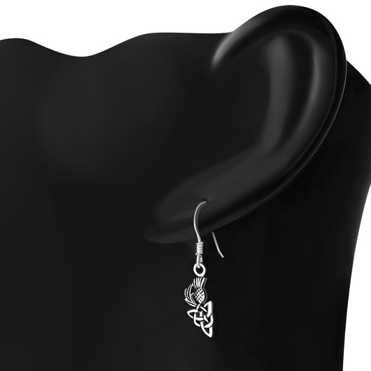 Plain Silver Thistle Celtic Knot Earrings
