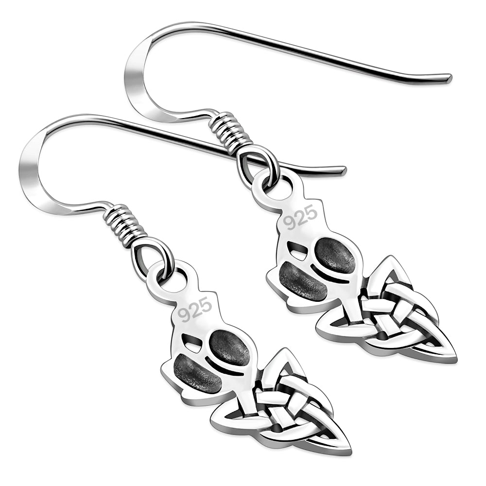 Plain Silver Thistle Celtic Knot Earrings