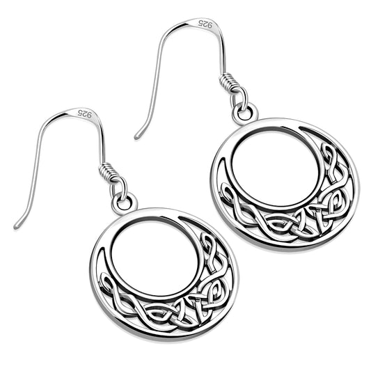 Medium Round Celtic Knot Silver Earrings