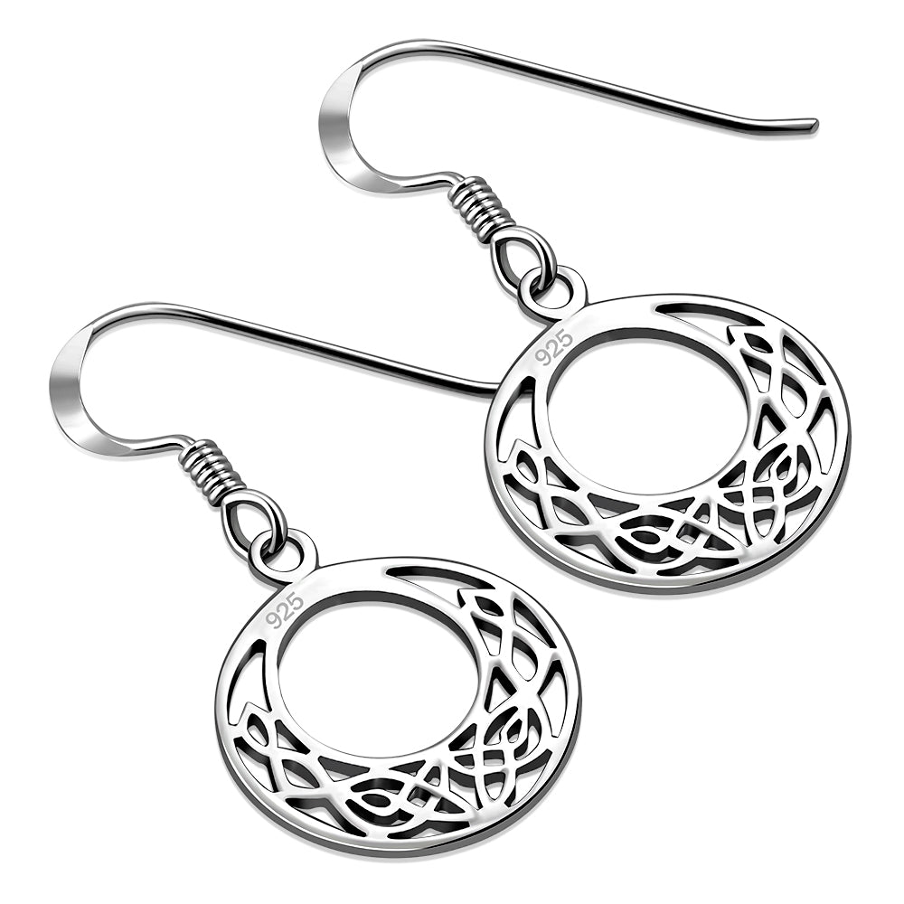 Small Round Celtic Silver Earrings