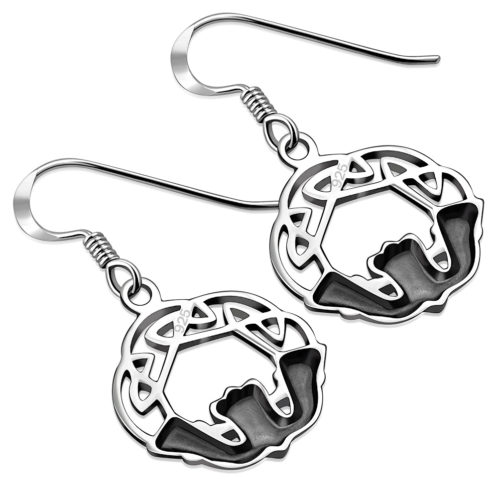Celtic Knot Silver Claddagh Earrings