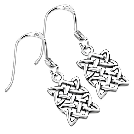 Small Rectangle Celtic Knot Silver Earrings