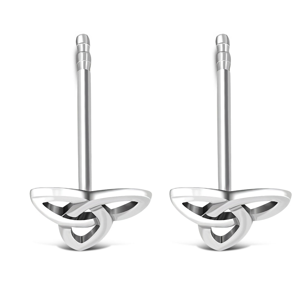 Large Celtic Trinity Knot Stud Silver Earrings