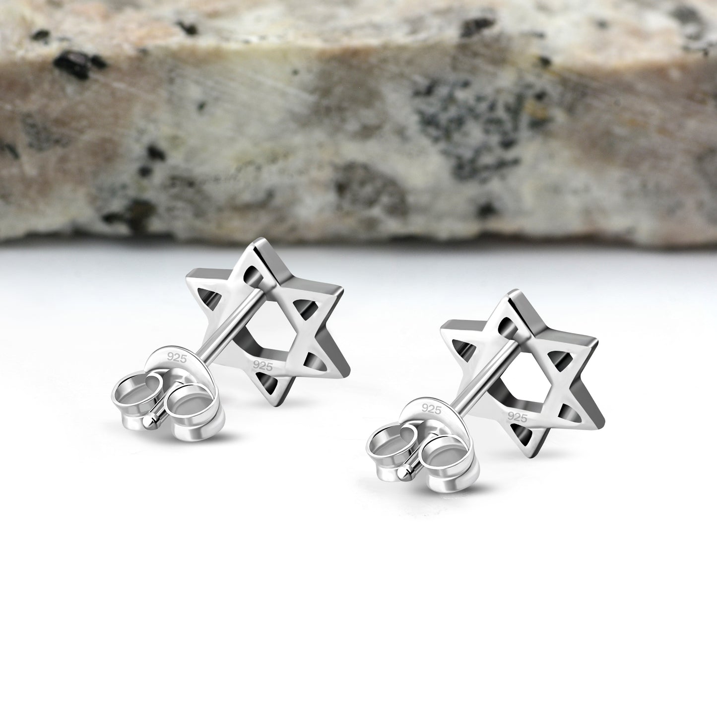 Star Of David Jewish Judaica 925 Sterling Silver Stud Earrings