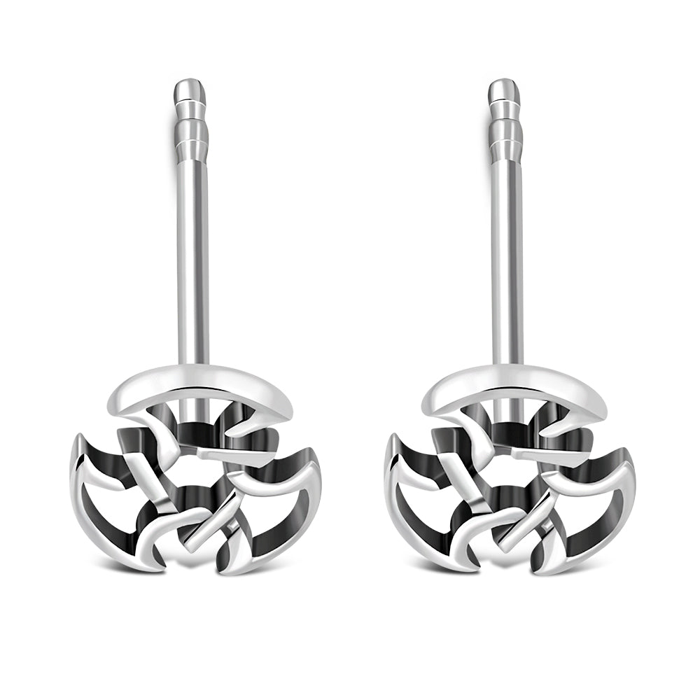 Plain Celtic Knot Stud Silver Earrings
