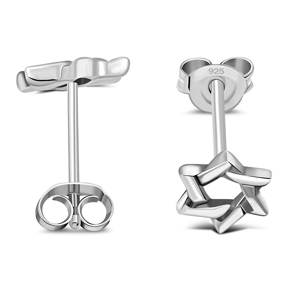 Star Of David Jewish Judaica 925 Sterling Silver Stud Earrings