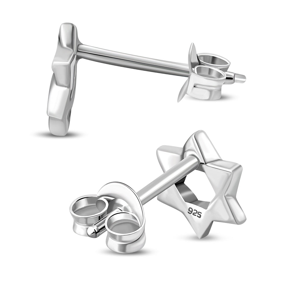 Star Of David Jewish Judaica 925 Sterling Silver Stud Earrings